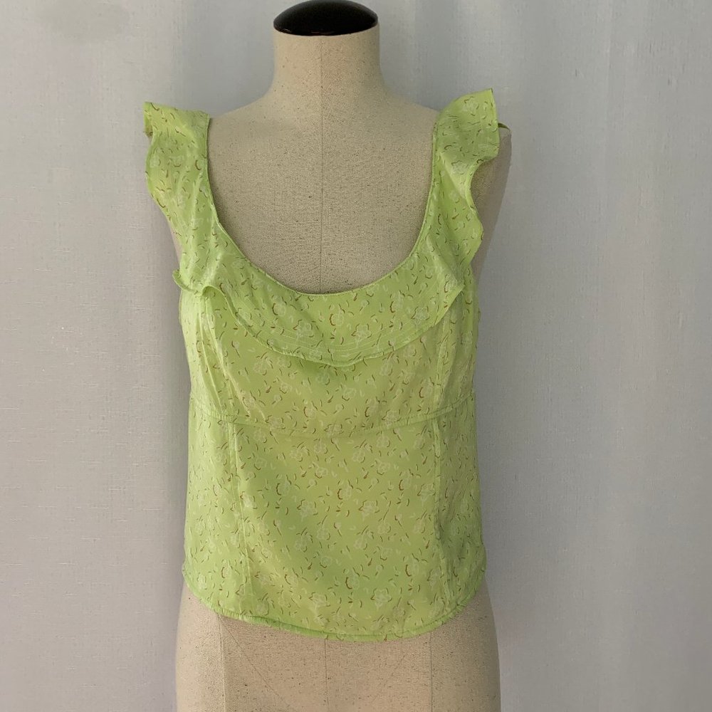 New FREE PEOPLE M Citrine Combo Stay With You Smocked Ruffled Tank Top